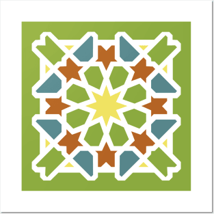 Land Sea and Stars Arabic Tiles Posters and Art